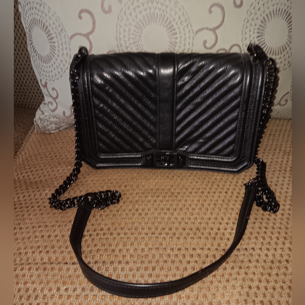 Rebecca Minkoff Black Leather Shoulder Flap Bag